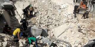 Le quartier d'al-Qaterj à Alep, touché par une frappe aérienne le 11 octobre.