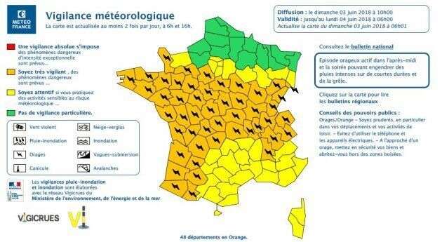 Météo Franc place 48 départements en vigilance orange