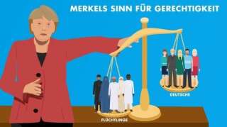 Le sens de la droiture de Merkel.  Réfugiés (à gauche) / Allemands (à droite)
