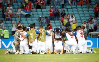 L'équipe du Panama à la fin du match contre la Belgique.