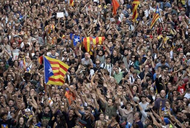 Les manifestants à Barcelone
