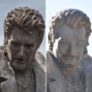 La statue de Johnny Hallyday avant / après