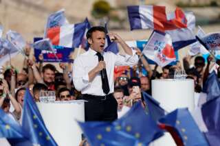 Emmanuel Macron lors de son meeting du 16 avril à Marseille pendant l’entre-deux-tours  (illustration).