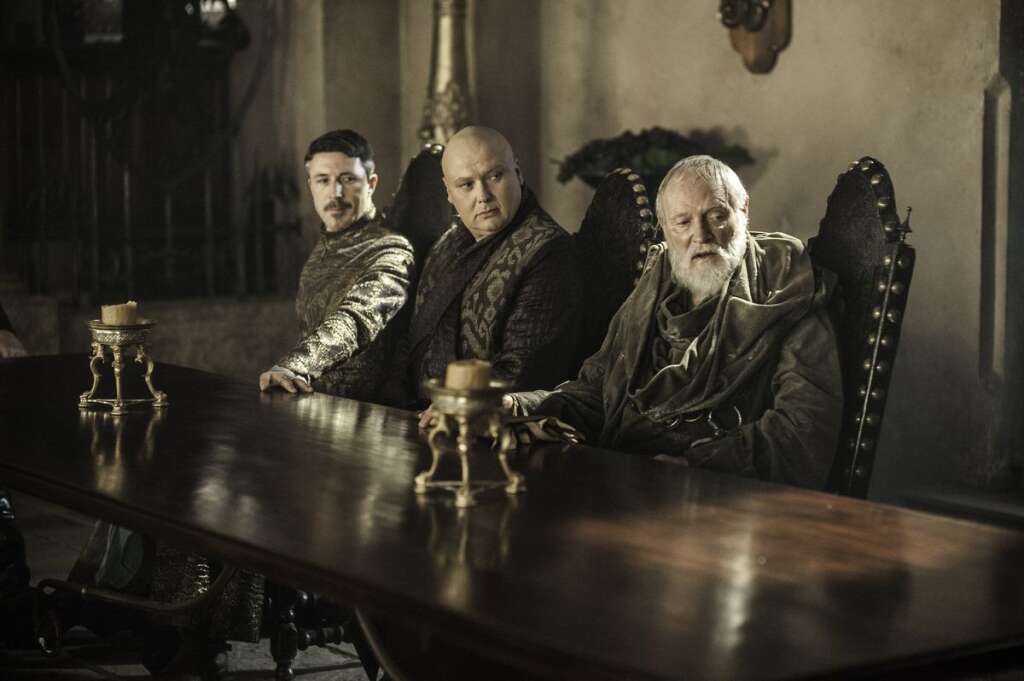 'Game Of Thrones' Season 3, Episode 3 - Aidan Gillen as Petyr Baelish, Conleith Hill as Lord Varys, Julian Glover as Grand Maester Pycelle
