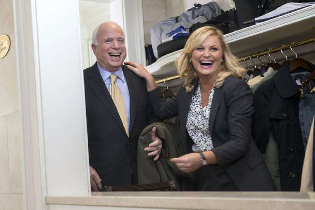 Ms. Knope Goes To Washington - Pictured: (l-r) Senator John McCain, Amy Poehler as Leslie Knope -- (Photo by: David Giesbrecht/NBC)