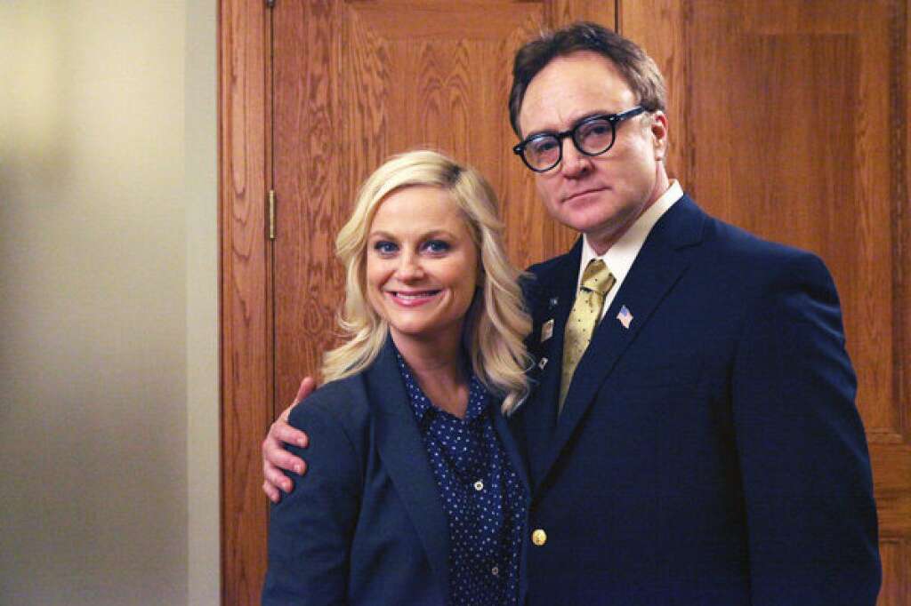 'West Wing' Meets 'Parks and Rec' - Councilman Pillner (guest star Bradley Whitford) and Leslie Knope (Amy Poehler)