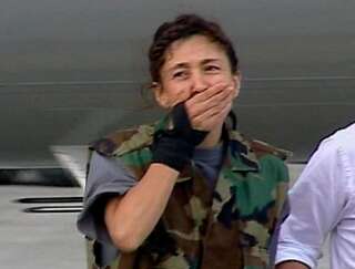 L'une des premières images d'Ingrid Betancourt après sa libération en juillet 2008.