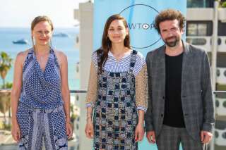 Magali Payen, Marion Cotillard and Cyril Dion at the Cannes Film Festival on Friday (May 20) to announce the launch of Newtopia.