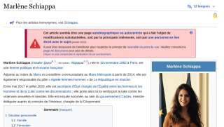 Capture d'écran page Wikipédia de Marlène Schiappa.
