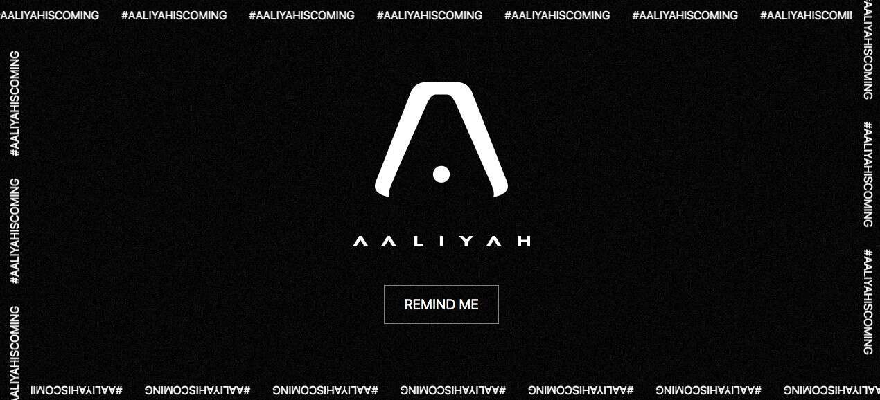 Capture d'écran du site AaliyahIsComing.com