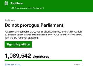 Cette pétition contre la suspension du Parlement britannique va devoir être examinée au Parlement