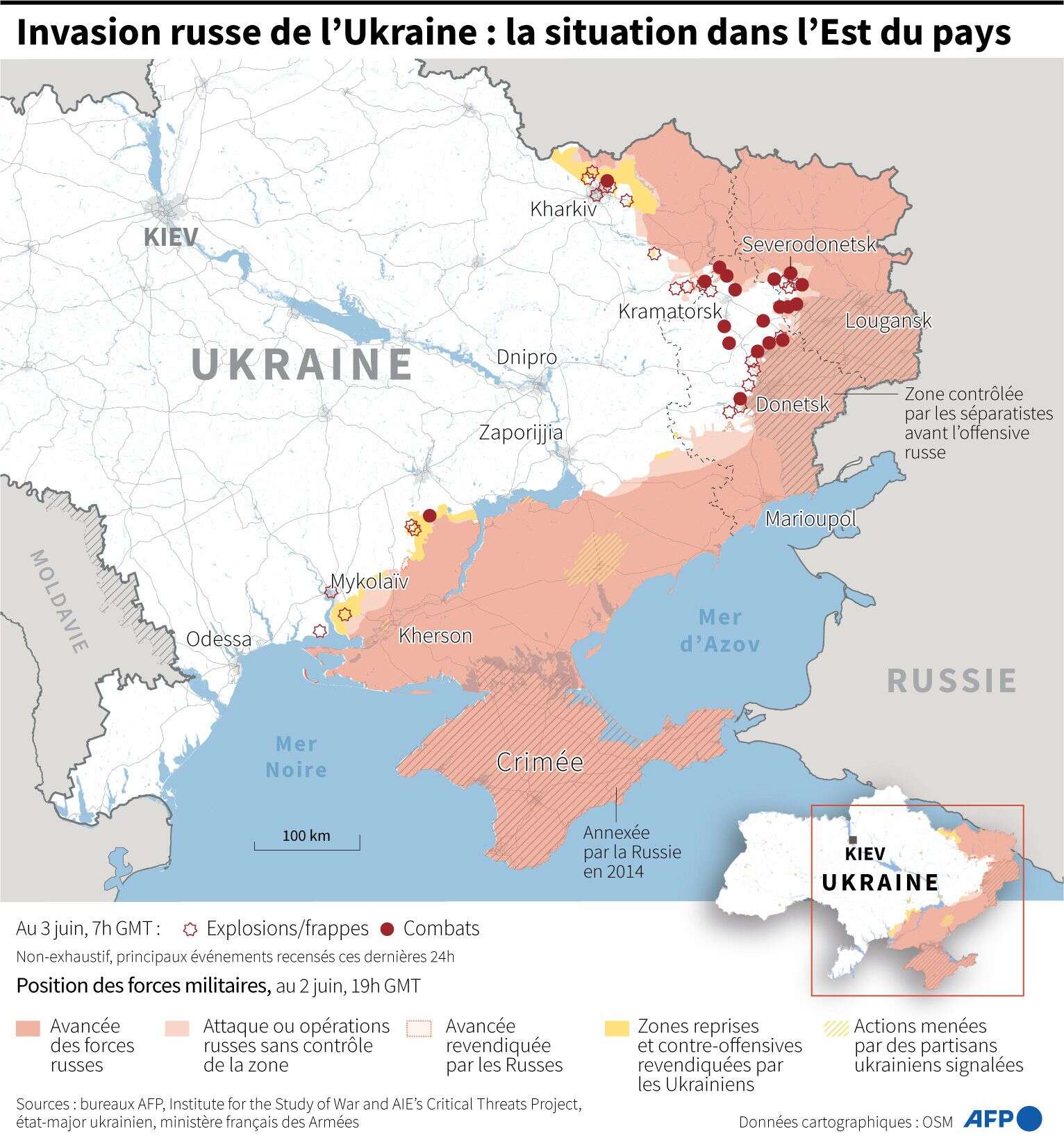 Invasion russe de l'Ukraine: la situation dans l'est du pays au 3 juin 2022