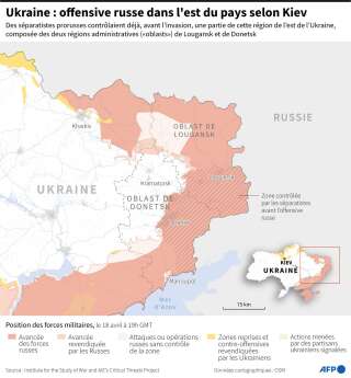Carte de la situation dans l'est de l'Ukraine au 19 avril.