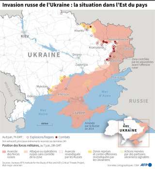 Les positions russes en Ukraine au 8 juin 2022.