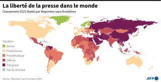 La liberté de la presse dans le monde (classement 2022 établi par RSF)