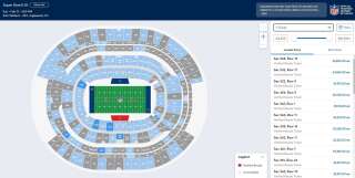 Les places les moins chères à la revente, à quelques jours du Super Bowl à Los Angeles, sur le site Ticketmaster.com.