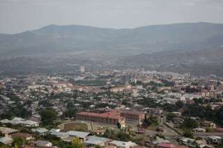 Une vue aérienne de Stepanakert, la capitale du Nagorny Karabakh, le 29 septembre 2020.