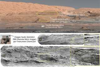 Photographies des différentes couches de sédiments relevées par le rover Curiosity.