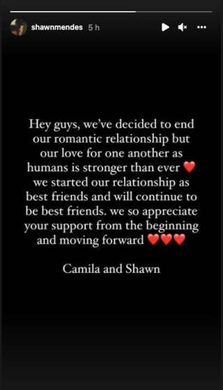 Shawn Mendes et Camila Cabello annoncent leur rupture