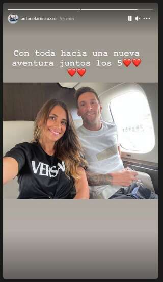 Lionel Messi dans l'avion pour Paris le 10 août 2021