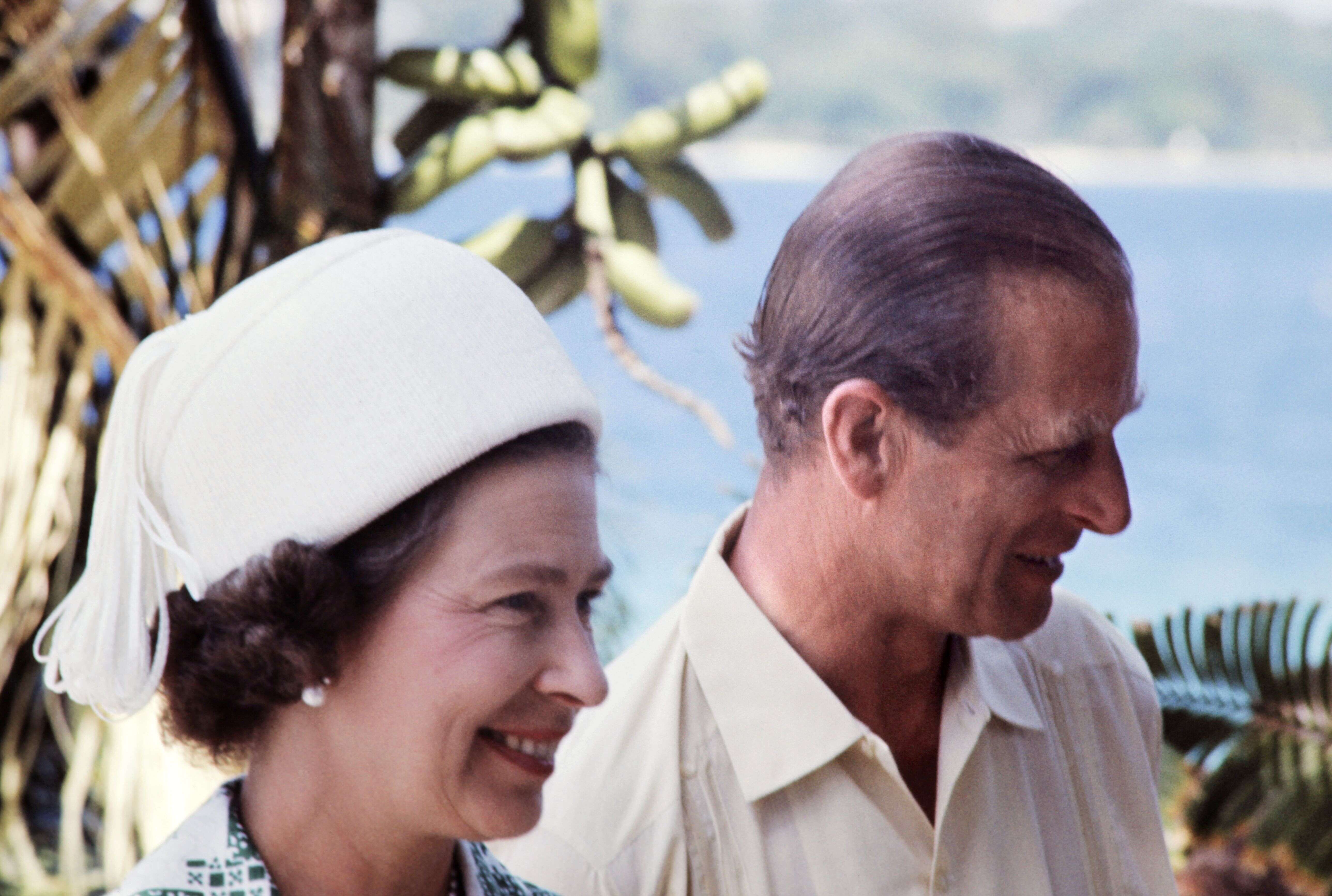 Le couple royal, lors de leur visite en 1974.