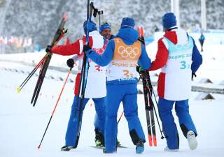 Fabien Claude, Emilien Jacquelin, Simon Desthieux et Quentin Fillon Maillet n'ont été devancé que la Norvège à l'issue des 30 km de ski et huit passages au pas de tir. La Russie complète le podium, ce mardi 15 février.