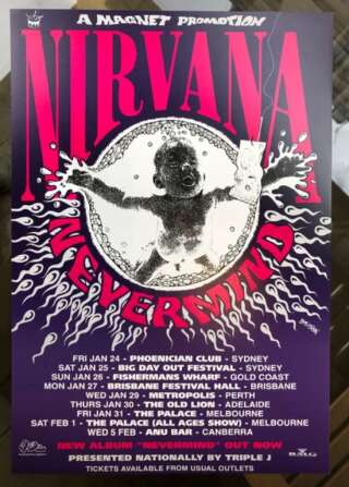 Affiche officielle d'un concert de Nirvana en Australie en 1992.