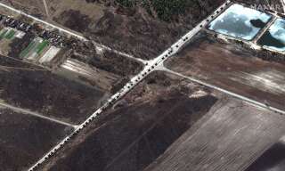 Une image satellite montrant un convoi russe près d'Invankiv, le 28 février 2022