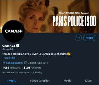 Bio du compte Twitter officiel de Canal+