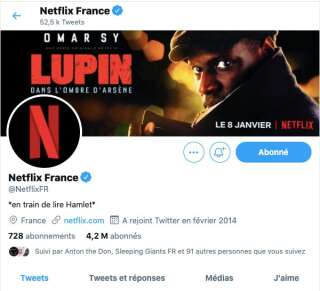 Bio du compte Twitter officiel de Netflix France