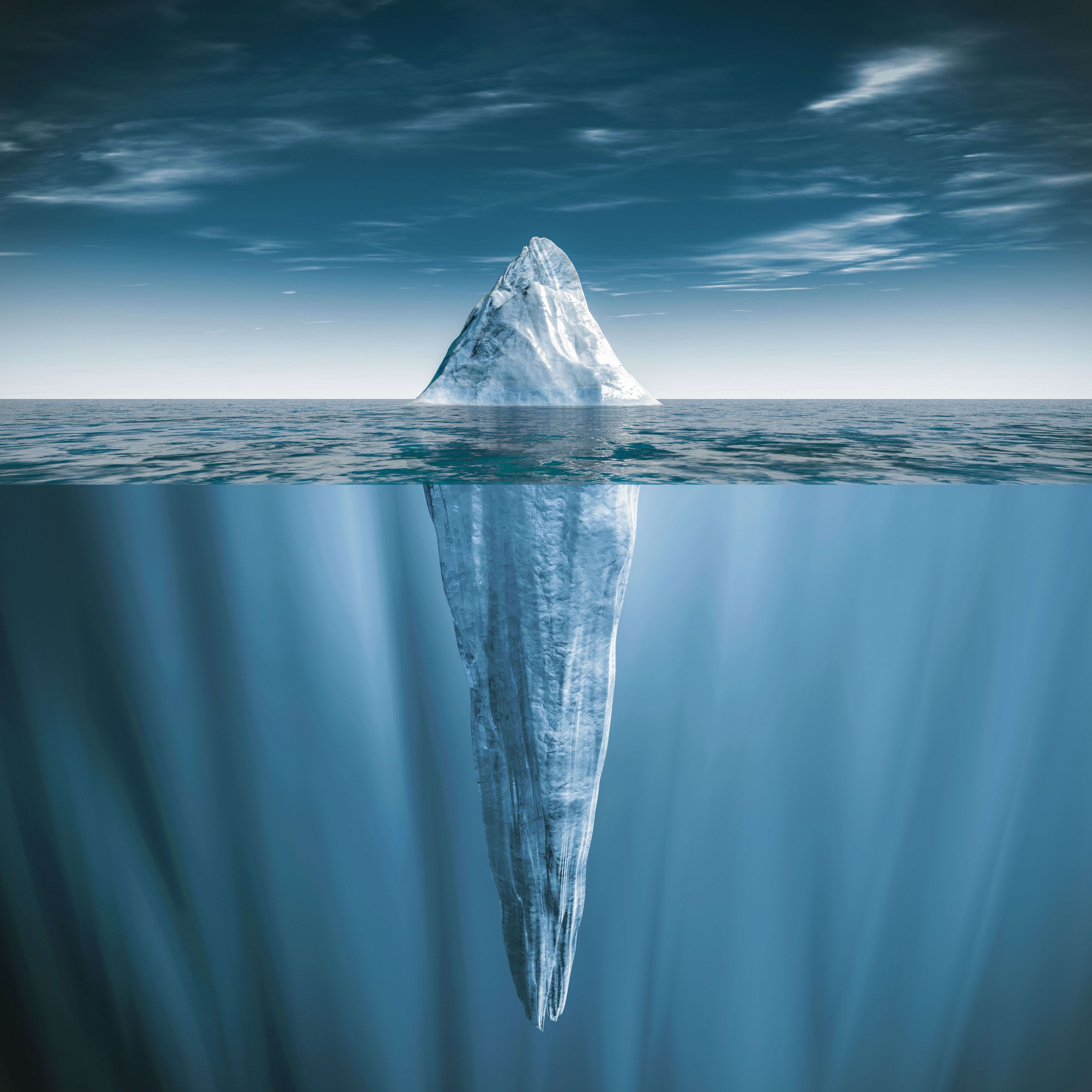 Image d'artiste (et donc erronée) d'un iceberg.