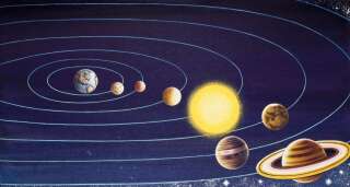 Dessin du géocentrisme, un modèle astronomique qui place la Terre au centre de l'univers.