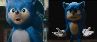 À droite, le nouveau design de Sonic dans la bande-annonce du 12 novembre. À gauche, la version présentée dans la bande-annonce du 30 avril.