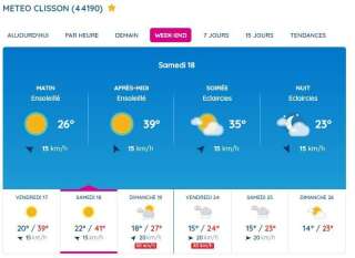 La météo prévue à Clisson, ville du Hellfest, du 17 au dimanche 19 juin.