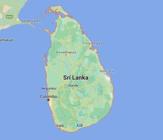 L'île du Sri Lanka, située au sud de l'Inde, dans l'océan Indien.