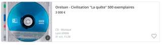 Un CD du nouvel album d'Orelsan vendu 3000 euros sur Le Bon Coin