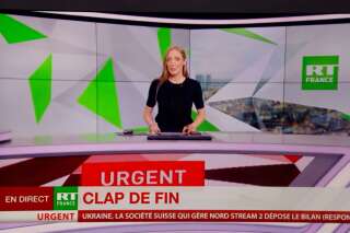 La chaîne RT France à Paris s'est arrêtée d'émettre le 2 mars 2022 sur décision de l'UE après l'invasion de la Russie en Ukraine