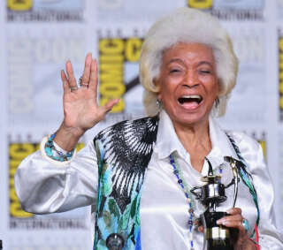 SAN DIEGO, CA - JULY 19: Nichelle Nichols accepts an Inkpot Award onstage at the 
