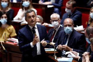 French Interior Minister Gerald Darmanin speaks during the questions to the government session at the National Assembly in Paris, France, August 2, 2022. REUTERS/Benoit Tessier