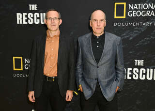 John Volanthen and Rick Stanton at the premiere of the National Geographic documentary 'The Rescue', chronicling their heroic rescue from Tham Luang Cave, on October 5, 2021.
