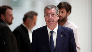 Mayor of Levallois-Perret Patrick Balkany is pictured at the end of the first day of his trial at the Paris courthouse, France May 13, 2019. REUTERS/Benoit Tessier