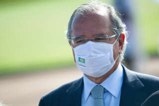 BRASILIA, BRAZIL - OCTOBER 27: Paulo Guedes, Brazilian Minister of Economy, looks on wearing a face mask before the National Flag Raising Ceremony amidst the coronavirus (COVID-19) pandemic at the Alvorada Palace on October 27, 2020 in Brasilia. Brazil has over 5.394,000 confirmed positive cases of Coronavirus and has over 157,134 deaths. (Photo by Andressa Anholete/Getty Images)