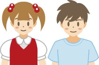[Family vector illustration material] Illustrations of boys and girls of elementary school age