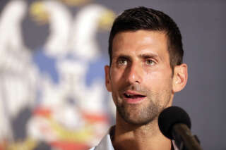 Serbia's Novak Djokovic speaks during press conference after attending his welcoming ceremony celebration at the Belgrade City Hall in Belgrade, on July 11, 2022. (Photo by Pedja Milosavljevic / AFP)