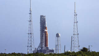 La fusée Artemis I de la NASA sur la rampe de lancement 39-B au Kennedy Space Center le 03 septembre 2022 à Cap Canaveral, en Floride.