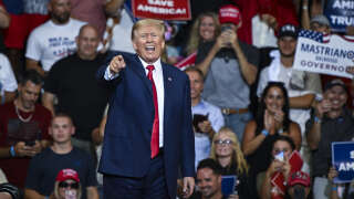 Former US President Donald Trump speaks during an election rally in support of Doug Mastriano for the Governor of Pennsylvania and Mehmet Oz for the US Senate at the Mohegan Sun Arena in Wilkes-Barre, Pennsylvania on September 3, 2022. (Photo by Ed JONES / AFP)