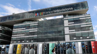 A picture taken on September 4, 2017 in Paris shows a view of the headquarters of French state-run television group 