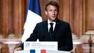 Emmanuel Macron le 25 août 2022 devant les recteurs à la Sorbonne, pour présenter sa vision de l’école pour les années à venir.