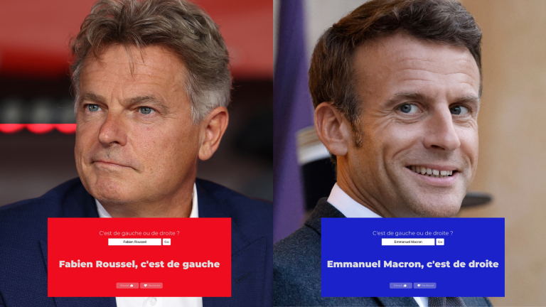 Fabien Roussel, c’est de gauche et Emmanuel Macron c’est de droite pour le site internet créé par Théo Delemazure et baptisé « C’est de guahce ou de droite ? ».