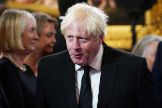 Former prime minister Boris Johnson (R) attends a meeting of the Accession Council inside St James's Palace in London on September 10, 2022, to proclaim Britain's King Charles III as the new King. - Britain's Charles III was officially proclaimed King in a ceremony on Saturday, a day after he vowed in his first speech to mourning subjects that he would emulate his 